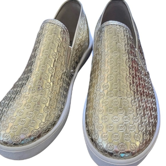 Michael Kors Ivy Alita Gold Metallic Slip-On Sneakers Size 5 EUC - Picture 3 of 6